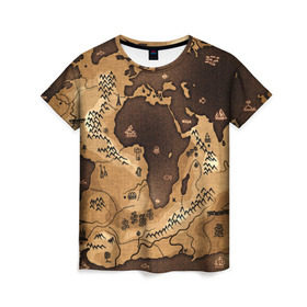 Женская футболка 3D с принтом Карта мира в Тюмени, 100% полиэфир ( синтетическое хлопкоподобное полотно) | прямой крой, круглый вырез горловины, длина до линии бедер | world3d | география | карта | мир | популярные | прикольные