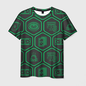 Мужская футболка 3D с принтом Hexagons в Тюмени, 100% полиэфир | прямой крой, круглый вырез горловины, длина до линии бедер | 
