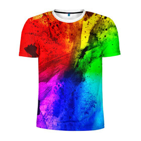 Мужская футболка 3D спортивная с принтом Grunge paint в Тюмени, 100% полиэстер с улучшенными характеристиками | приталенный силуэт, круглая горловина, широкие плечи, сужается к линии бедра | абстракция | абстракция красок | арт | брызги | краска | цветные
