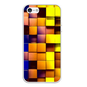 Чехол силиконовый для Телефон Apple iPhone 5/5S с принтом Кубики в Тюмени, Силикон | Область печати: задняя сторона чехла, без боковых панелей | Тематика изображения на принте: квадраты | паттерн | текстура | цветной | яркий