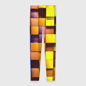 Леггинсы 3D с принтом Кубики в Тюмени, 80% полиэстер, 20% эластан | Эластичный пояс, зауженные к низу, низкая посадка | квадраты | паттерн | текстура | цветной | яркий