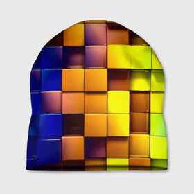 Шапка 3D с принтом Кубики в Тюмени, 100% полиэстер | универсальный размер, печать по всей поверхности изделия | квадраты | паттерн | текстура | цветной | яркий