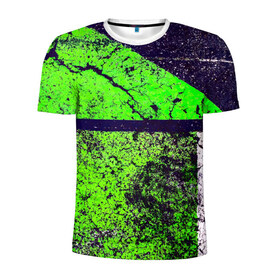 Мужская футболка 3D спортивная с принтом Краска(grunge) в Тюмени, 100% полиэстер с улучшенными характеристиками | приталенный силуэт, круглая горловина, широкие плечи, сужается к линии бедра | Тематика изображения на принте: гранж | потертости | стена