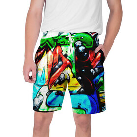 Мужские шорты 3D с принтом Искусство в Тюмени,  полиэстер 100% | прямой крой, два кармана без застежек по бокам. Мягкая трикотажная резинка на поясе, внутри которой широкие завязки. Длина чуть выше колен | граффити