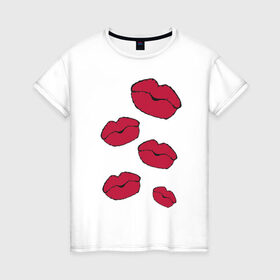 Женская футболка хлопок с принтом Поцелуи в Тюмени, 100% хлопок | прямой крой, круглый вырез горловины, длина до линии бедер, слегка спущенное плечо | 