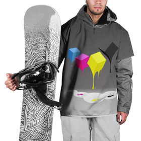 Накидка на куртку 3D с принтом Краски-кубики в Тюмени, 100% полиэстер |  | жёлтый | краски | кубики | розовый | стекают | цвета | чёрный