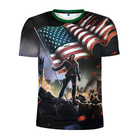 Мужская футболка 3D спортивная с принтом Homefront: The Revolution в Тюмени, 100% полиэстер с улучшенными характеристиками | приталенный силуэт, круглая горловина, широкие плечи, сужается к линии бедра | america | homefront | revolution | usa | америка | революция | сша | хоумфронт