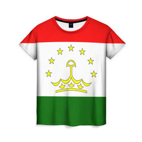 Женская футболка 3D с принтом Таджикистан в Тюмени, 100% полиэфир ( синтетическое хлопкоподобное полотно) | прямой крой, круглый вырез горловины, длина до линии бедер | нации | страна | флаг