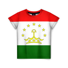 Детская футболка 3D с принтом Таджикистан в Тюмени, 100% гипоаллергенный полиэфир | прямой крой, круглый вырез горловины, длина до линии бедер, чуть спущенное плечо, ткань немного тянется | нации | страна | флаг