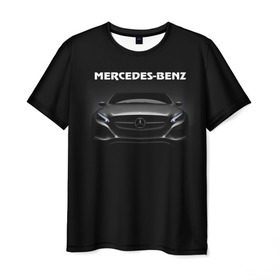 Мужская футболка 3D с принтом Мерседес в Тюмени, 100% полиэфир | прямой крой, круглый вырез горловины, длина до линии бедер | mercedes benz | авто | автомобиль | мерседес