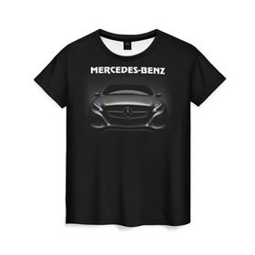 Женская футболка 3D с принтом Мерседес в Тюмени, 100% полиэфир ( синтетическое хлопкоподобное полотно) | прямой крой, круглый вырез горловины, длина до линии бедер | mercedes benz | авто | автомобиль | мерседес