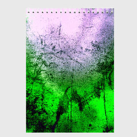 Скетчбук с принтом Потертость в Тюмени, 100% бумага
 | 48 листов, плотность листов — 100 г/м2, плотность картонной обложки — 250 г/м2. Листы скреплены сверху удобной пружинной спиралью | брызги | зеленый | шероховатость | яркий