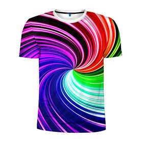 Мужская футболка 3D спортивная с принтом Радуга в Тюмени, 100% полиэстер с улучшенными характеристиками | приталенный силуэт, круглая горловина, широкие плечи, сужается к линии бедра | линии | разноцветный | спираль