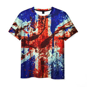 Мужская футболка 3D с принтом Англия в Тюмени, 100% полиэфир | прямой крой, круглый вырез горловины, длина до линии бедер | британия | кляксы | краска | флаг