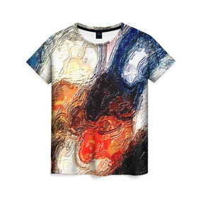 Женская футболка 3D с принтом Размытые краски в Тюмени, 100% полиэфир ( синтетическое хлопкоподобное полотно) | прямой крой, круглый вырез горловины, длина до линии бедер | разноцветный | текстура | фильтр