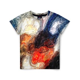 Детская футболка 3D с принтом Размытые краски в Тюмени, 100% гипоаллергенный полиэфир | прямой крой, круглый вырез горловины, длина до линии бедер, чуть спущенное плечо, ткань немного тянется | разноцветный | текстура | фильтр
