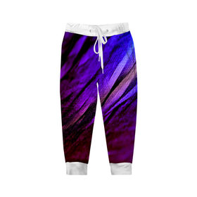 Детские брюки 3D с принтом Фиолетовый в Тюмени, 100% полиэстер | манжеты по низу, эластичный пояс регулируется шнурком, по бокам два кармана без застежек, внутренняя часть кармана из мелкой сетки | волна | текстура | фиолетовый