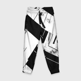 Детские брюки 3D с принтом Линии в Тюмени, 100% полиэстер | манжеты по низу, эластичный пояс регулируется шнурком, по бокам два кармана без застежек, внутренняя часть кармана из мелкой сетки | белый | геометрия | черный