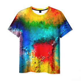 Мужская футболка 3D с принтом Абстракция красок в Тюмени, 100% полиэфир | прямой крой, круглый вырез горловины, длина до линии бедер | абстракция | абстракция красок | брызги | краска | цветные