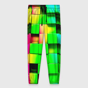 Женские брюки 3D с принтом Кубики в Тюмени, полиэстер 100% | прямой крой, два кармана без застежек по бокам, с мягкой трикотажной резинкой на поясе и по низу штанин. В поясе для дополнительного комфорта — широкие завязки | радуга | разноцветный. квадраты | текстура