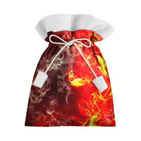 Подарочный 3D мешок с принтом Цветок в огне в Тюмени, 100% полиэстер | Размер: 29*39 см | Тематика изображения на принте: дым | пламя