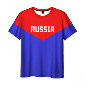 Мужская футболка 3D с принтом Russia в Тюмени, 100% полиэфир | прямой крой, круглый вырез горловины, длина до линии бедер | 2016 | олимпиада | ретро | россия | сборная | сборная россии | советский союз | ссср