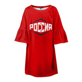 Детское платье 3D с принтом Россия в Тюмени, 100% полиэстер | прямой силуэт, чуть расширенный к низу. Круглая горловина, на рукавах — воланы | 2016 | олимпиада | ретро | россия | сборная | сборная россии | советский союз | ссср