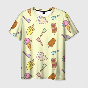 Мужская футболка 3D с принтом Мороженки в Тюмени, 100% полиэфир | прямой крой, круглый вырез горловины, длина до линии бедер | ice | icecream | арт | еда | мороженое
