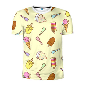 Мужская футболка 3D спортивная с принтом Мороженки в Тюмени, 100% полиэстер с улучшенными характеристиками | приталенный силуэт, круглая горловина, широкие плечи, сужается к линии бедра | ice | icecream | арт | еда | мороженое