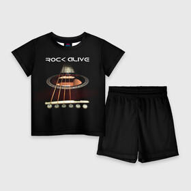 Детский костюм с шортами 3D с принтом ROCK ALIVE в Тюмени,  |  | Тематика изображения на принте: rock | рок | рок жив | рок музыка | русский рок