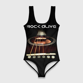Купальник-боди 3D с принтом ROCK ALIVE в Тюмени, 82% полиэстер, 18% эластан | Круглая горловина, круглый вырез на спине | rock | рок | рок жив | рок музыка | русский рок