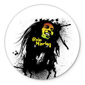 Коврик круглый с принтом Bob Marley в Тюмени, резина и полиэстер | круглая форма, изображение наносится на всю лицевую часть | bob marley | боб марли | музыка | регги | ямайка