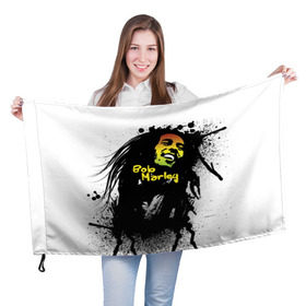 Флаг 3D с принтом Bob Marley в Тюмени, 100% полиэстер | плотность ткани — 95 г/м2, размер — 67 х 109 см. Принт наносится с одной стороны | bob marley | боб марли | музыка | регги | ямайка