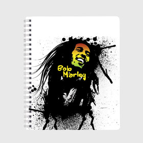 Тетрадь с принтом Bob Marley в Тюмени, 100% бумага | 48 листов, плотность листов — 60 г/м2, плотность картонной обложки — 250 г/м2. Листы скреплены сбоку удобной пружинной спиралью. Уголки страниц и обложки скругленные. Цвет линий — светло-серый
 | Тематика изображения на принте: bob marley | боб марли | музыка | регги | ямайка