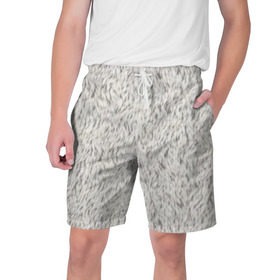 Мужские шорты 3D с принтом Белый мех в Тюмени,  полиэстер 100% | прямой крой, два кармана без застежек по бокам. Мягкая трикотажная резинка на поясе, внутри которой широкие завязки. Длина чуть выше колен | шерсть