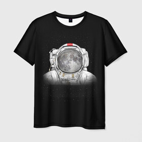 Мужская футболка 3D с принтом Космонавт 1 в Тюмени, 100% полиэфир | прямой крой, круглый вырез горловины, длина до линии бедер | Тематика изображения на принте: astro | moon | space monkey | star | stars | астронавт | звезды | земля | космонавт | космос | луна | скафандр