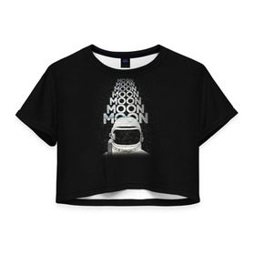Женская футболка 3D укороченная с принтом Космонавт 2 в Тюмени, 100% полиэстер | круглая горловина, длина футболки до линии талии, рукава с отворотами | astro | moon | space monkey | star | stars | астронавт | звезды | земля | космонавт | космос | луна | скафандр