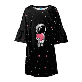 Детское платье 3D с принтом Космонавт 4 в Тюмени, 100% полиэстер | прямой силуэт, чуть расширенный к низу. Круглая горловина, на рукавах — воланы | astro | moon | space monkey | star | stars | астронавт | звезды | земля | космонавт | космос | луна | скафандр