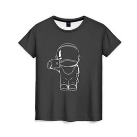 Женская футболка 3D с принтом Космонавт 5 в Тюмени, 100% полиэфир ( синтетическое хлопкоподобное полотно) | прямой крой, круглый вырез горловины, длина до линии бедер | astro | moon | space monkey | star | stars | астронавт | звезды | земля | космонавт | космос | луна | скафандр