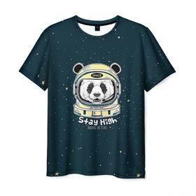Мужская футболка 3D с принтом Космонавт 8 в Тюмени, 100% полиэфир | прямой крой, круглый вырез горловины, длина до линии бедер | Тематика изображения на принте: astro | moon | space monkey | star | stars | астронавт | животные | звезды | земля | космонавт | космос | луна | скафандр
