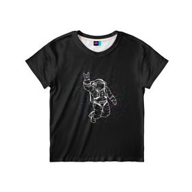 Детская футболка 3D с принтом Космонавт 9 в Тюмени, 100% гипоаллергенный полиэфир | прямой крой, круглый вырез горловины, длина до линии бедер, чуть спущенное плечо, ткань немного тянется | astro | moon | space monkey | star | stars | астронавт | звезды | земля | космонавт | космос | луна | скафандр