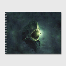 Альбом для рисования с принтом Рыба удильщик в Тюмени, 100% бумага
 | матовая бумага, плотность 200 мг. | рыбалка