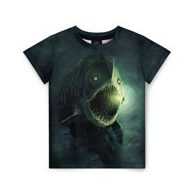 Детская футболка 3D с принтом Рыба удильщик в Тюмени, 100% гипоаллергенный полиэфир | прямой крой, круглый вырез горловины, длина до линии бедер, чуть спущенное плечо, ткань немного тянется | Тематика изображения на принте: рыбалка