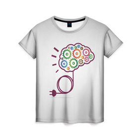 Женская футболка 3D с принтом Eyes and Business в Тюмени, 100% полиэфир ( синтетическое хлопкоподобное полотно) | прямой крой, круглый вырез горловины, длина до линии бедер | eyes and business | бизнес | жёлтый | зелёный | идея | красный | мозг | оранжевый | розетка | синий | цвета