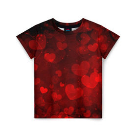 Детская футболка 3D с принтом Сердечко в Тюмени, 100% гипоаллергенный полиэфир | прямой крой, круглый вырез горловины, длина до линии бедер, чуть спущенное плечо, ткань немного тянется | 14 февраля | красная | любовь | сердце