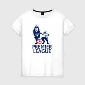 Женская футболка хлопок с принтом Английская Премьер Лига в Тюмени, 100% хлопок | прямой крой, круглый вырез горловины, длина до линии бедер, слегка спущенное плечо | england | league | premier | англия
