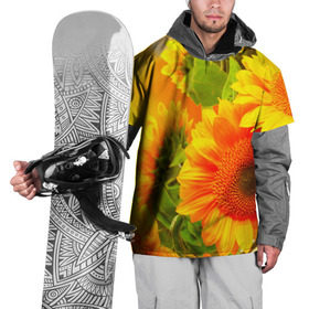 Накидка на куртку 3D с принтом Подсолнух в Тюмени, 100% полиэстер |  | Тематика изображения на принте: желтая | подсолнух | поле | природа | цветы