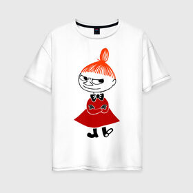Женская футболка хлопок Oversize с принтом Малышка Мю в Тюмени, 100% хлопок | свободный крой, круглый ворот, спущенный рукав, длина до линии бедер
 | муми тролль