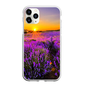 Чехол для iPhone 11 Pro Max матовый с принтом Лавандовое поле в Тюмени, Силикон |  | закат | лиловый | пейзаж | яркий