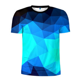 Мужская футболка 3D спортивная с принтом Polygon в Тюмени, 100% полиэстер с улучшенными характеристиками | приталенный силуэт, круглая горловина, широкие плечи, сужается к линии бедра | полигоны | синий